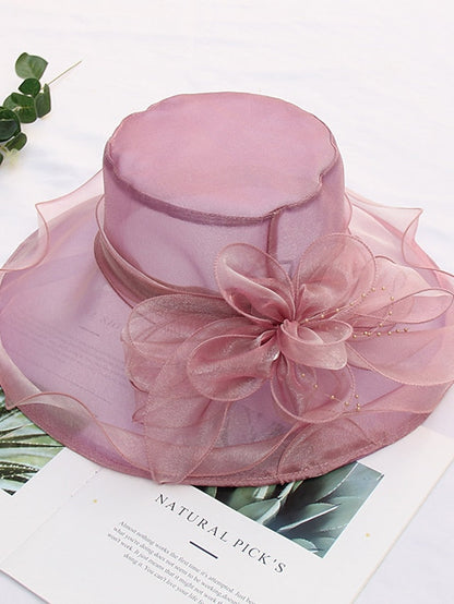 Party Hat Party Wedding Special Occasion Flower Solid Color Wine Black Hat / White / Fall / Winter / Spring / Summer for Women