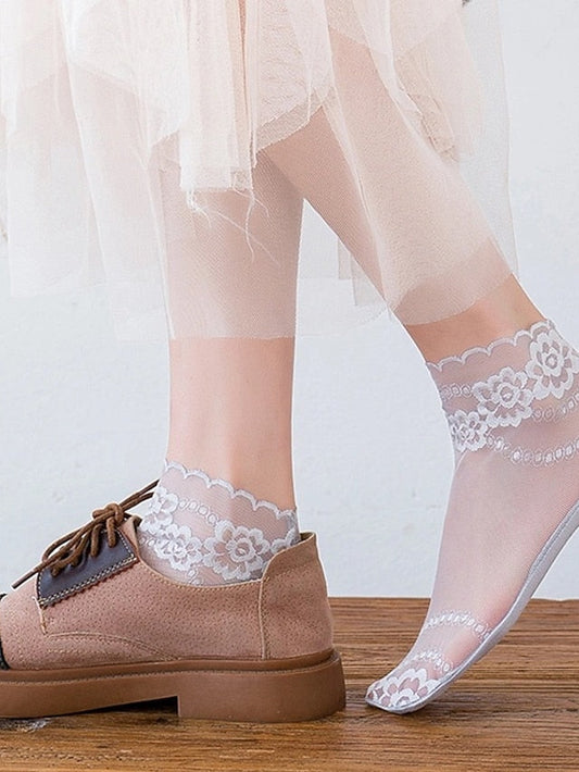 1 Pair Socks Standard Solid Colored Antibacterial / Deodorant / Leg Shaping Sweet Style / Simple Style Polyester / Cotton EU36-EU46 for Women