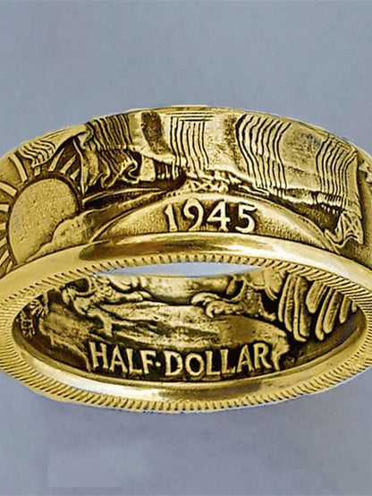 women   antique coin morgan ring  hot style dollar engraving 1945 ring for Women