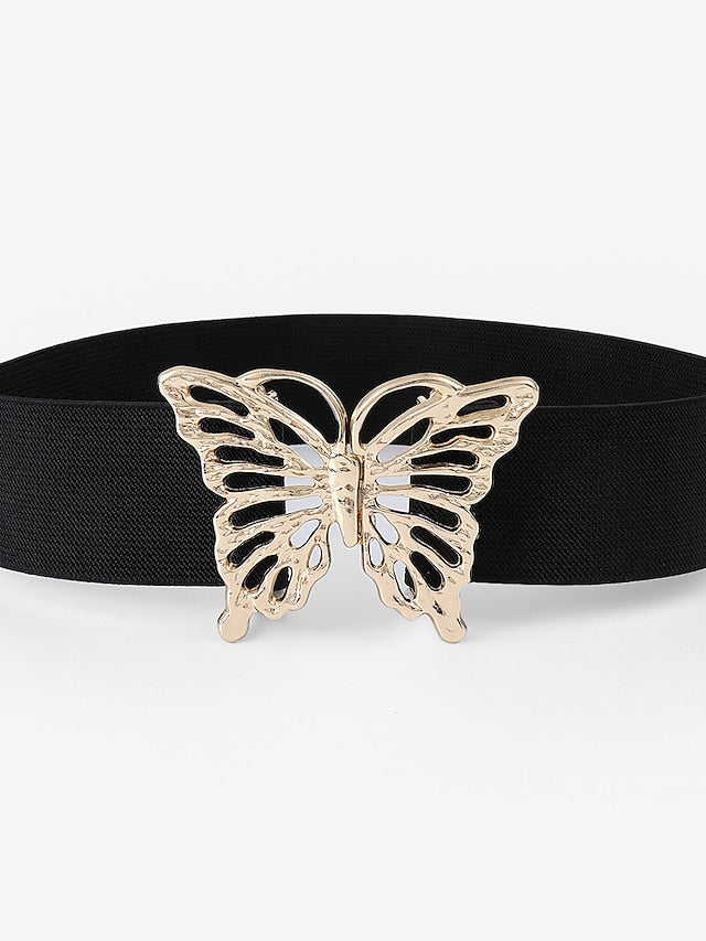 Wide Belt Nylon Metal Bucke Bow Decor Formal Casual Party Daily Silver Gold for Women