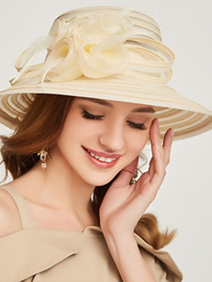 Hat Bucket Hat Straw Hat Blue Pink Beige Party Outdoor Dailywear Floral Floral Windproof Comfort Breathable for Women