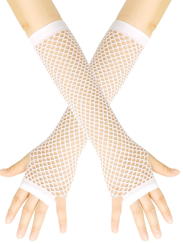 Fingerless Gloves Wedding Daily Pure Color Spandex Cosplay 1 Pair for Women