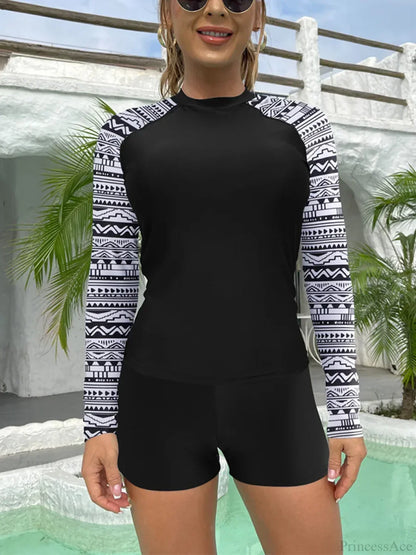 Print Push Up Diving Suit Two Piece Set