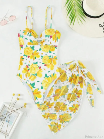Print Strapped Push up Two Piece Set
