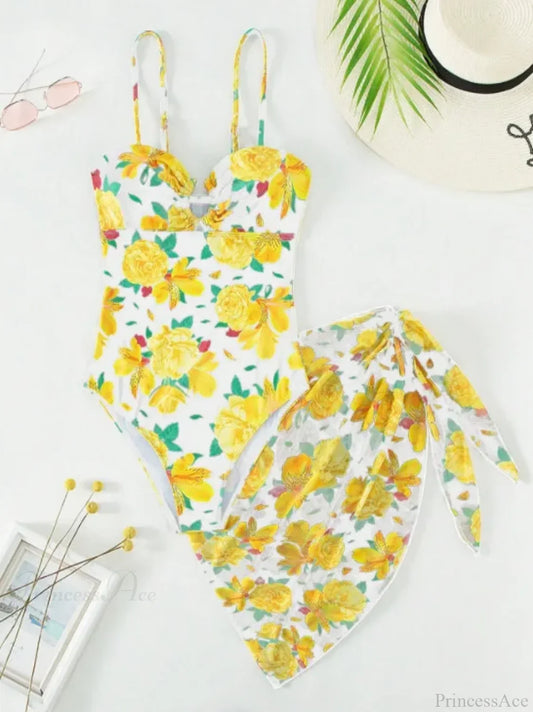 Print Strapped Push up Two Piece Set