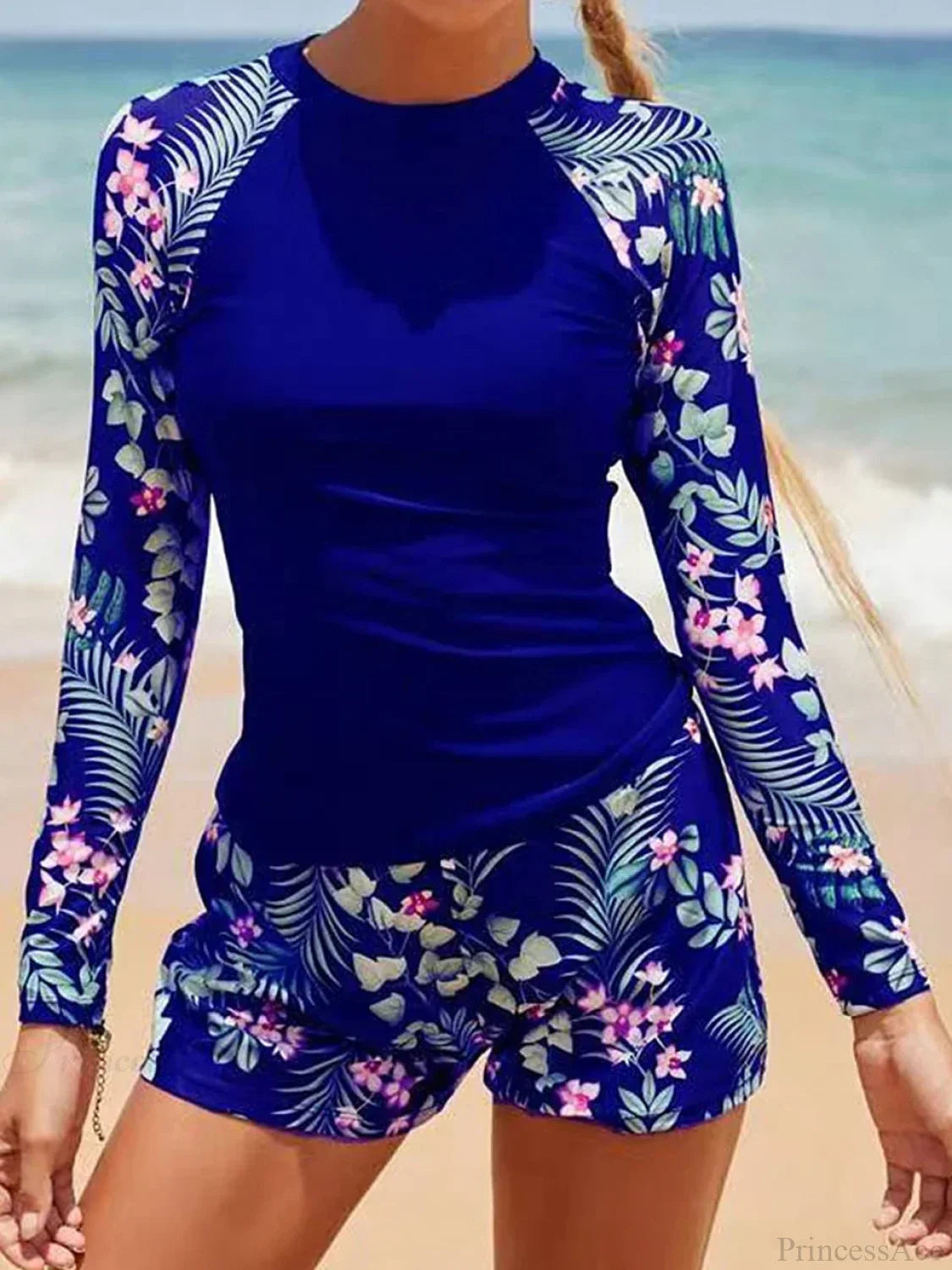 Printed Long Sleeve Surf Two Piece Set