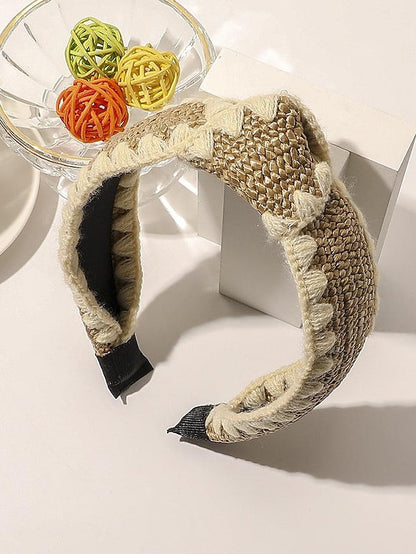 1PC Girls' Headbands Headband For Street Daily Holiday Weave Fabric Wool Edge Raffia Headband-Knotted Beige Wool Edge Raffia Headband - Flat Black Wool Edge Raffia Headband - Flat Beige for Women