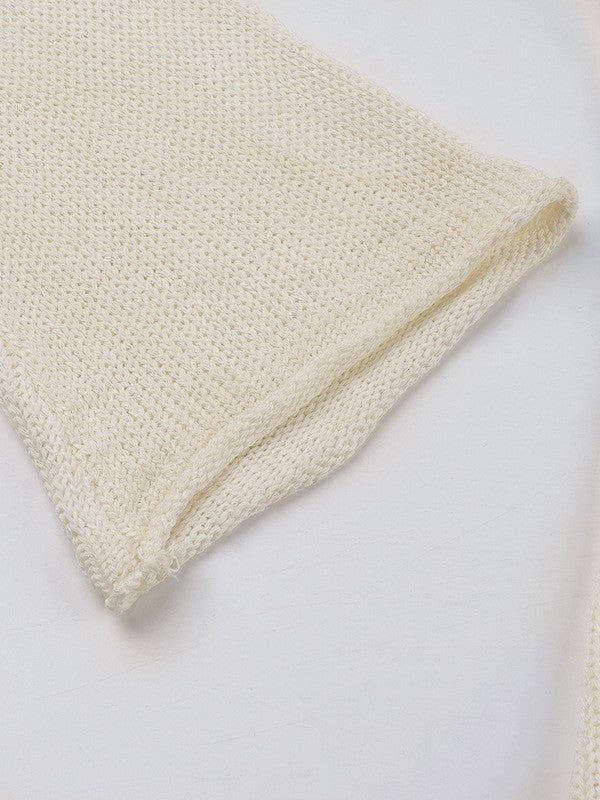 White Vintage Knitted Crochet Crop Top with Star Patch