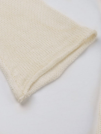 White Vintage Knitted Crochet Crop Top with Star Patch