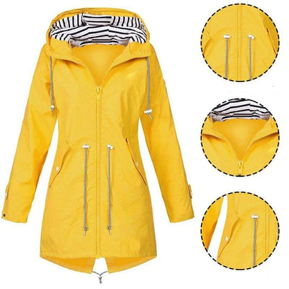 Chaqueta impermeable clásica y elegante con capucha para mujer | Ideal para actividades al aire libre