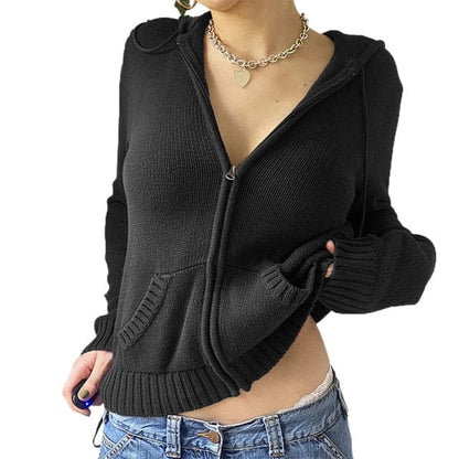 Zip Up Knit Hoodie Jacket
