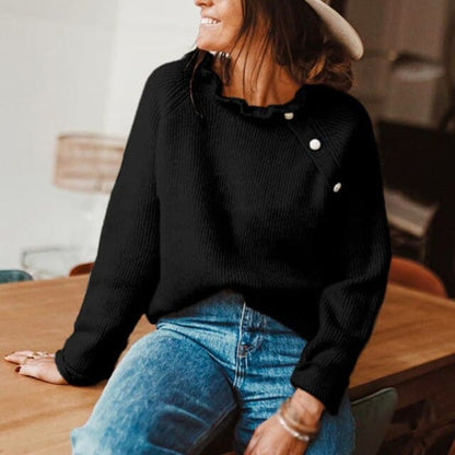 DressBetty - Women Casual Sweater Spring Autumn Long Sleeve Basic Knitted Tops Loose Pullover White Khaki Sweaters for Women