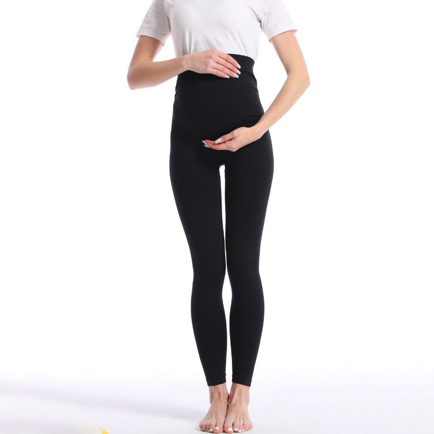Pregnant Women Casual Solid Color High Elastic Seamless Yoga Leggings