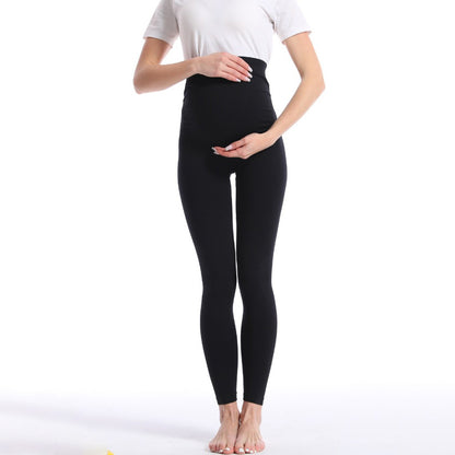 Pregnant Women Casual Solid Color High Elastic Seamless Yoga Leggings