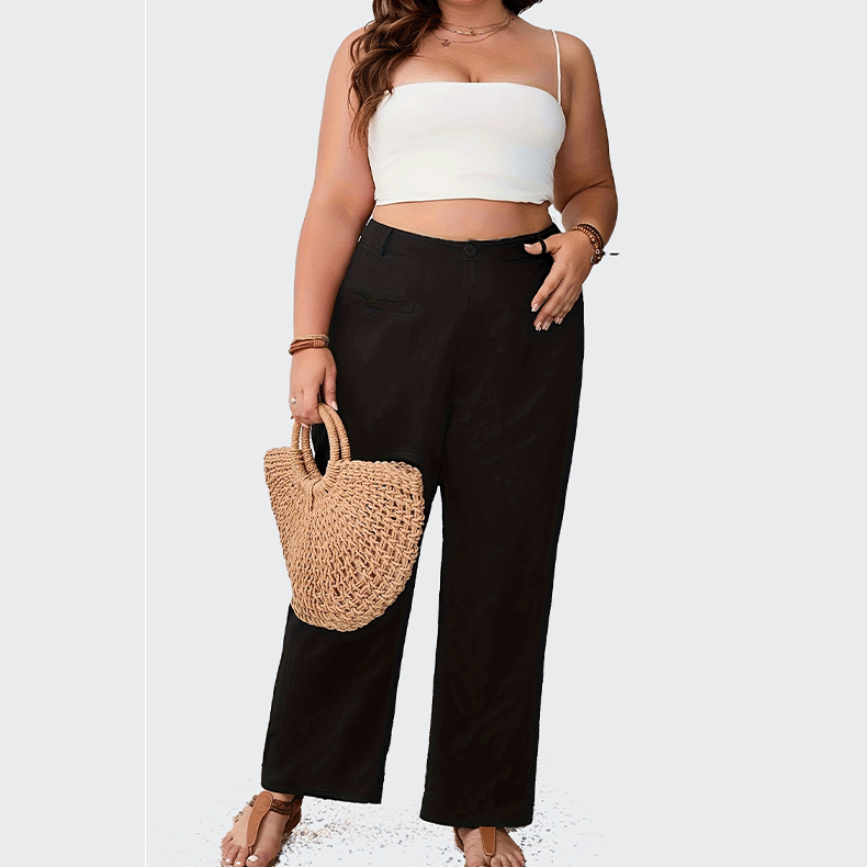 Pantalones casuales de pierna ancha y talla grande para mujer