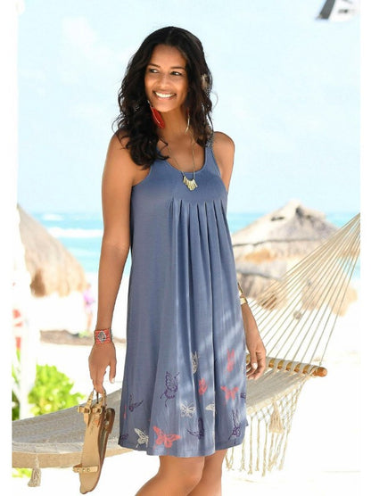 Casual Summer Vacation Floral Print Sleeveless U Neck Dress