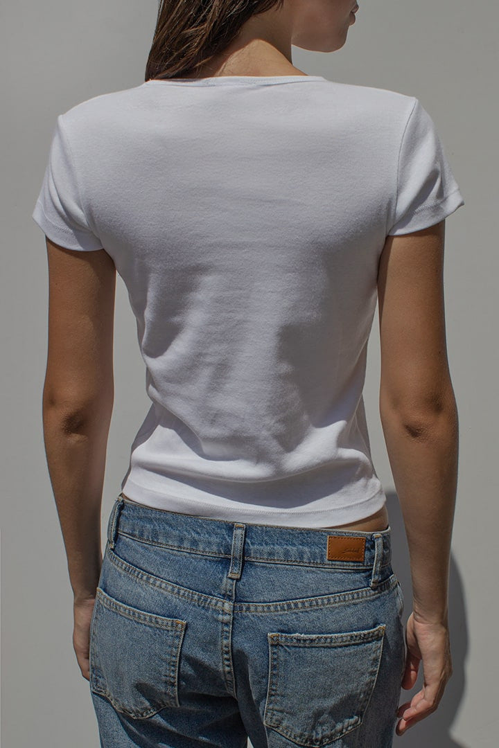 Camiseta informal de manga corta con estampado ajustado para mujer