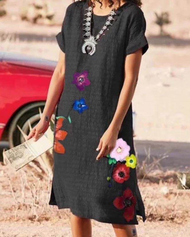 Women Casual Halloween Skull Print Loose Maxi Dress