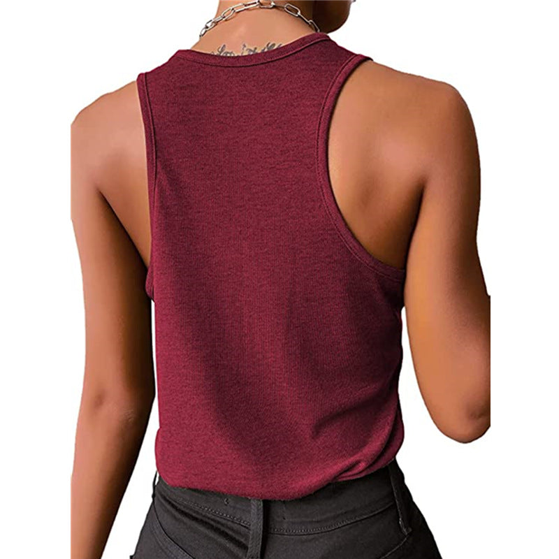 Women Casual Solid Color Sleeveless Tank Top