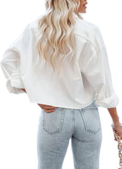 Blusa informal de manga larga con solapa y hebilla de color liso para mujer