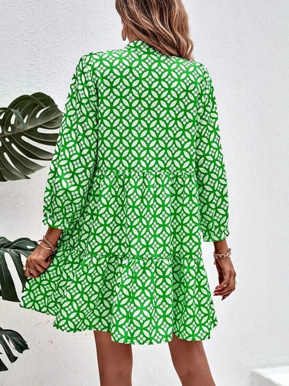 Women Fashion Casual Printed Long Sleeve Loose Dress