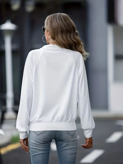 Chaqueta informal de manga larga con cremallera y color liso para mujer