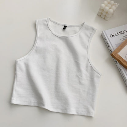 Top corto informal básico de color liso para mujer