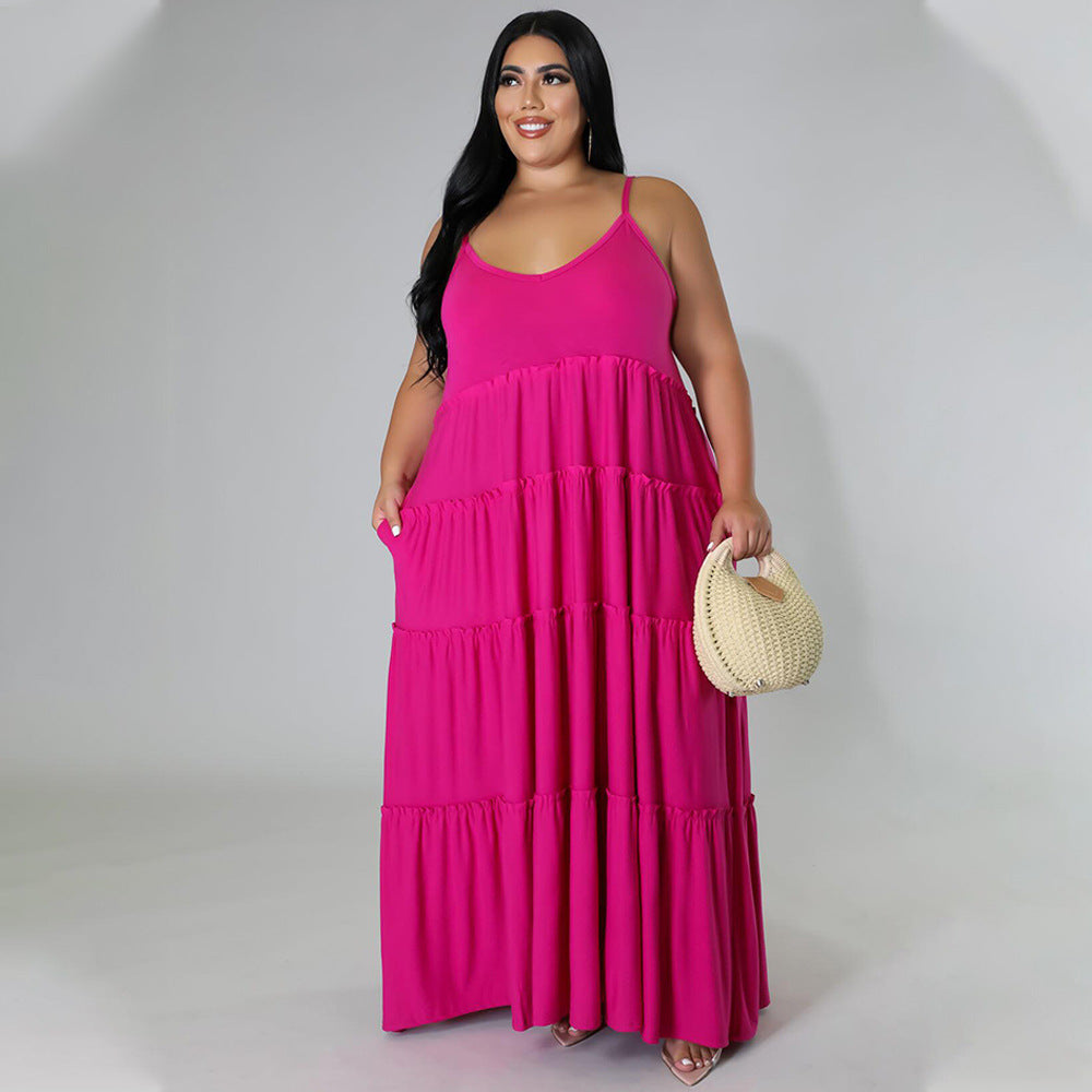 Vestido informal de verano para mujer, talla grande, holgado, color liso