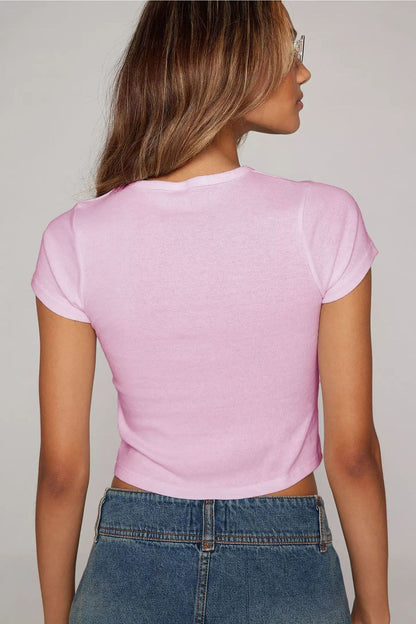 Camiseta de manga corta con estampado casual de moda para mujer