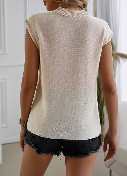 Women Fashion Casual Contrast Color American Independence Day Flag Knitted Tank Top