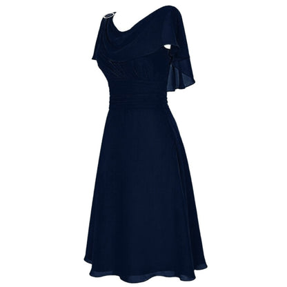 Women Fashion Casual Chiffon Solid Color Off-Shoulder Dress