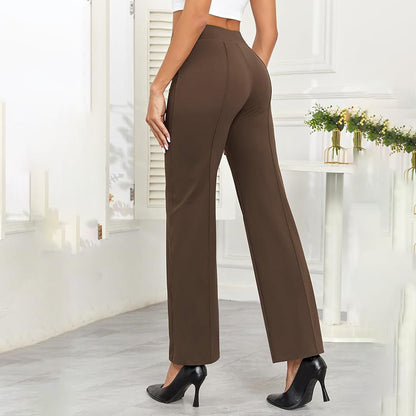 Women Fashion Casual Solid Color High Waisted Wide Leg Pants
