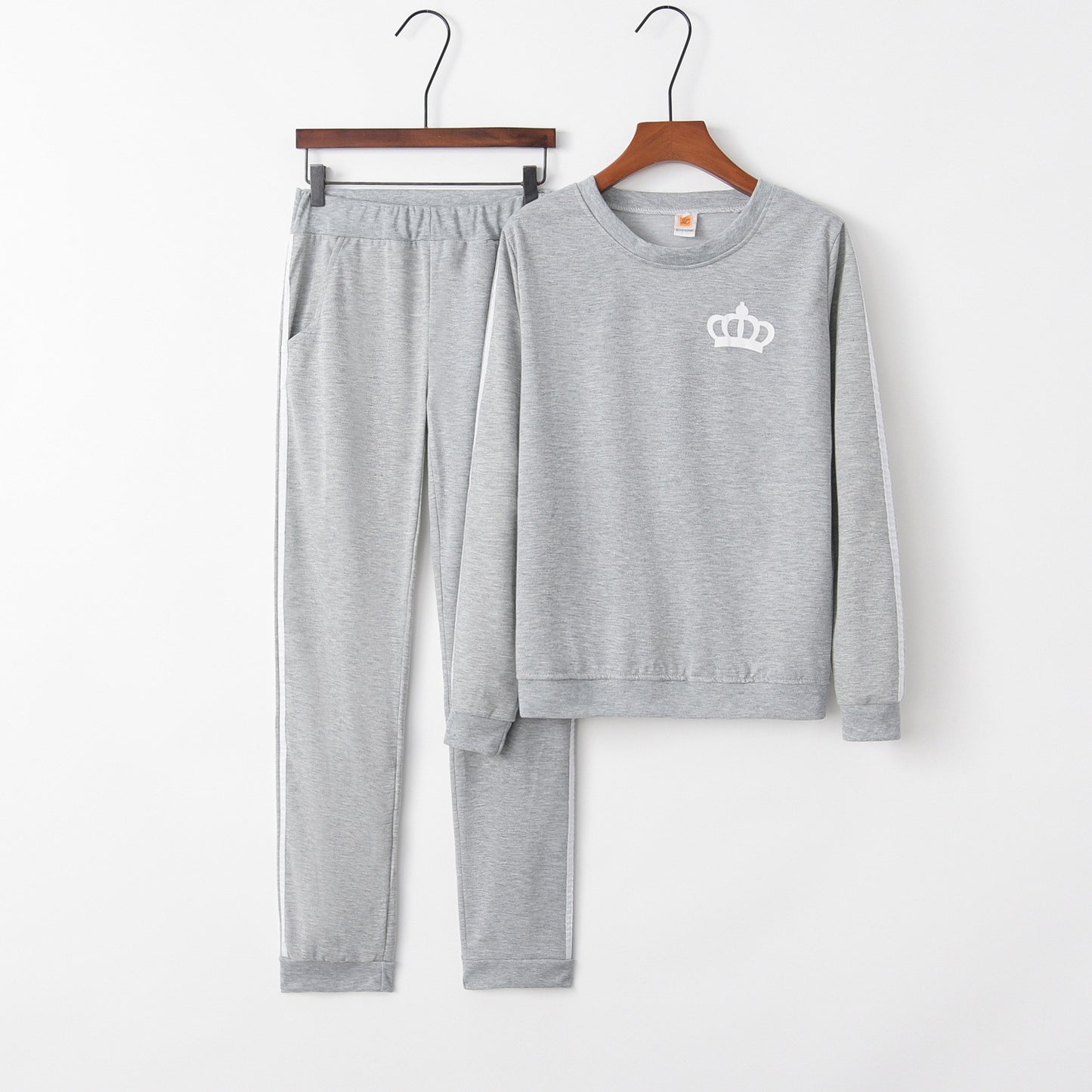 Conjunto de sudadera y pantalón deportivo informal de cuello redondo para mujer