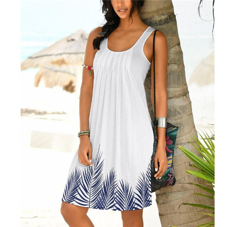 Casual Summer Vacation Floral Print Sleeveless U Neck Dress