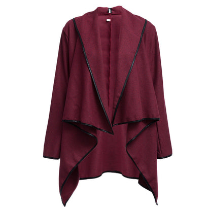 Women Fashion Casual Long Sleeve Heap Collar Irreguar Surplice Coat