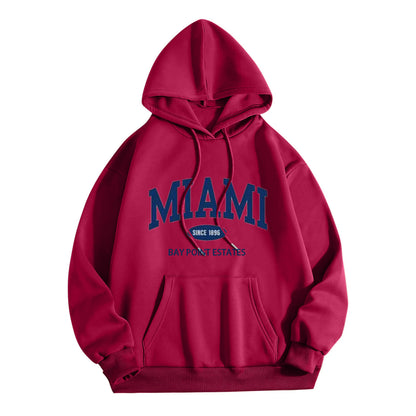 Sudadera con capucha y bolsillo de manga larga con estampado de letras informal a la moda para mujer