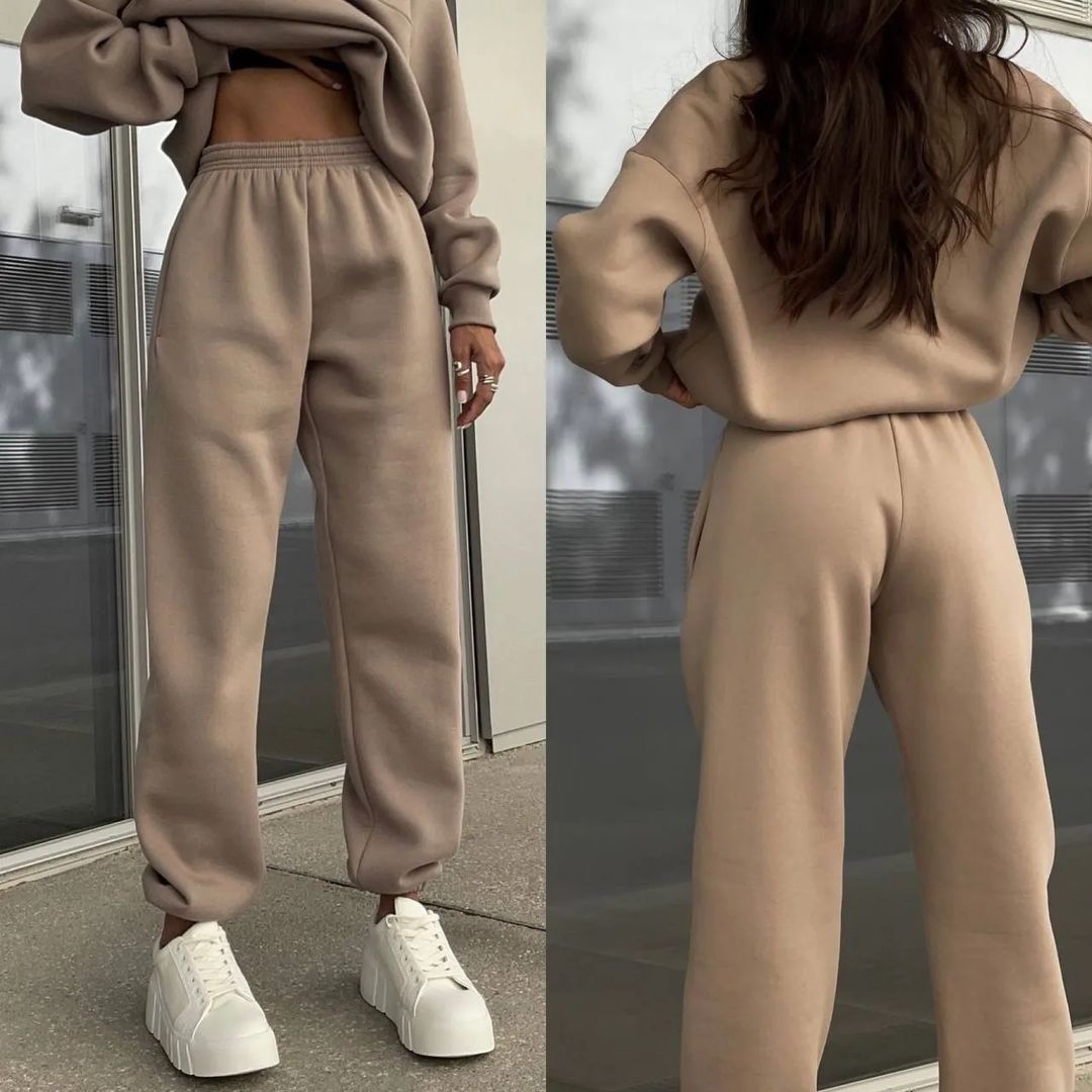 Autumn And Winter Women Fashion Casual Thickened Long-Sleeved Sweatshirt Pants Two-Piece Set