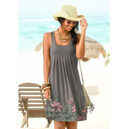 Casual Summer Vacation Floral Print Sleeveless U Neck Dress