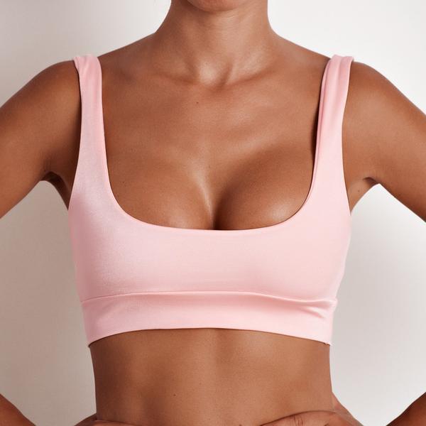 Traje de baño de dos piezas informal de moda de color sólido para mujer