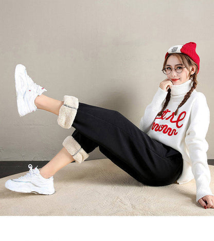 Women Casual Winter Fleece-Lined Sports Striped Pants