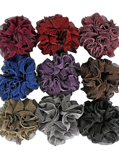 Bling Scrunchies Giant Large Intestine Big Hair Ties Elastic Rubber Bands Glitter Ponytail Holder Hijab Volumizing Scrunchies for Women