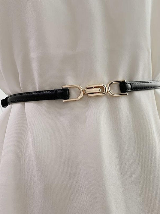 belt female pair buckle adjustable thin belt decoration simple waist mirror belt female pu imitation leather free punch girdle for Women