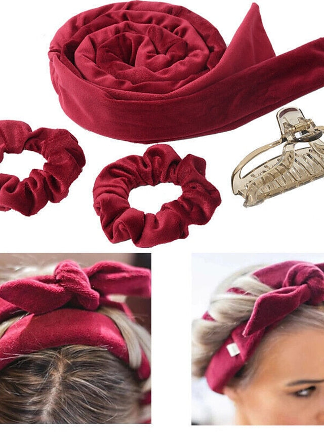4pcs Headbands Hair Band For Outdoor Street Daily Classic Fabric rice white Black Burgundy for Women