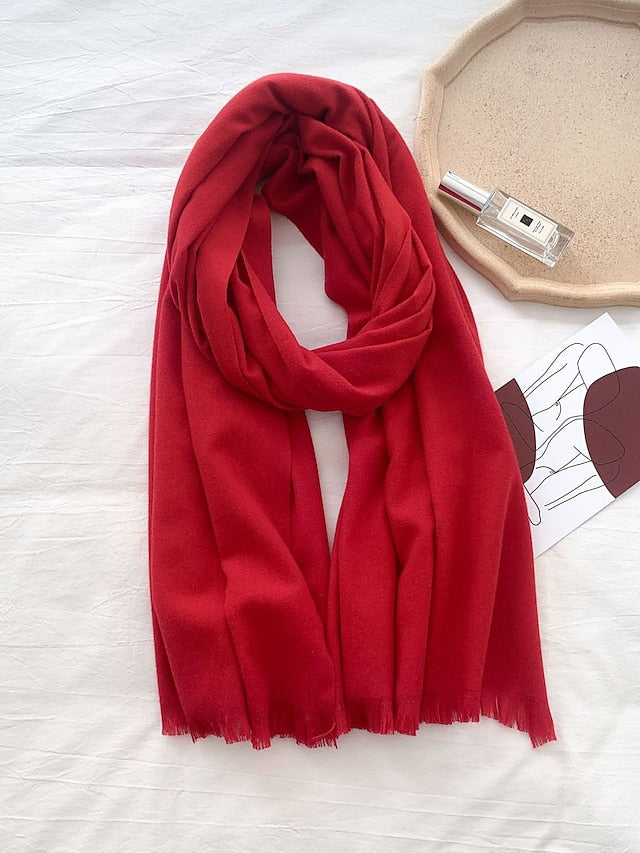 Shawls & Wraps Party Black Scarf Pure Color / Basic / Red / Fall / Winter / Imitation Cashmere for Women