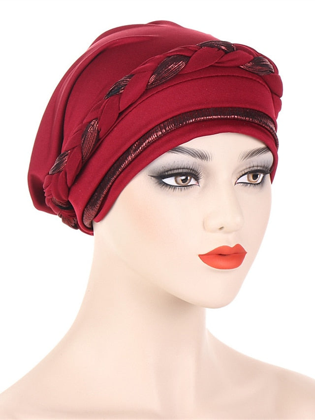 8 Colors Muslim Women Inner Caps Braided Bandanas Hijab Comfort Fashion Turban Hat Colorful Chemo Hats Head Wearing turbante for Women