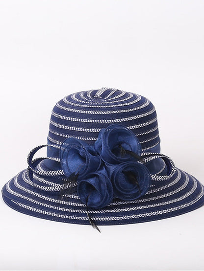 Hat Bucket Hat Straw Hat Blue Pink Beige Party Outdoor Dailywear Floral Floral Windproof Comfort Breathable for Women