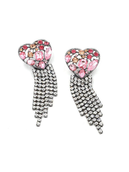 Pendientes de borlas de diamante con forma de corazón de rompecabezas