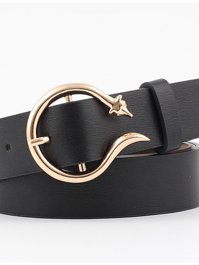 Unisex PU Buckle Belt PU Leather Prong Buckle Plain Casual Classic Party Daily Black Pink Red Brown for Women