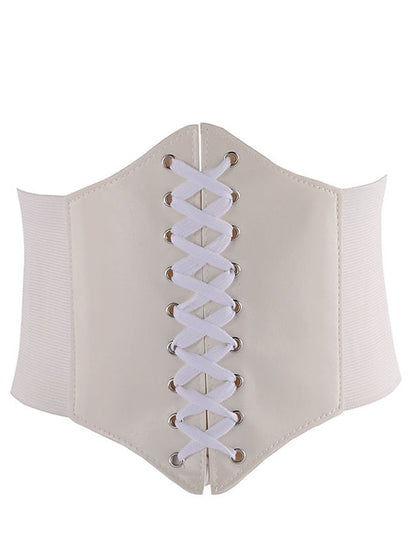 Wide Belt Corset Belt PU Leather Buckle Free Geometric Formal Party Daily White Black Red Coffee for Women