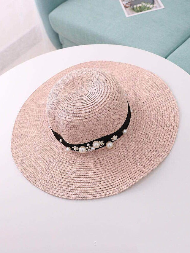 1pcs Lady Round Top Raffia Wide Brim Straw Hats Summer Sun Hats for Women With Leisure Beach Hats for Women